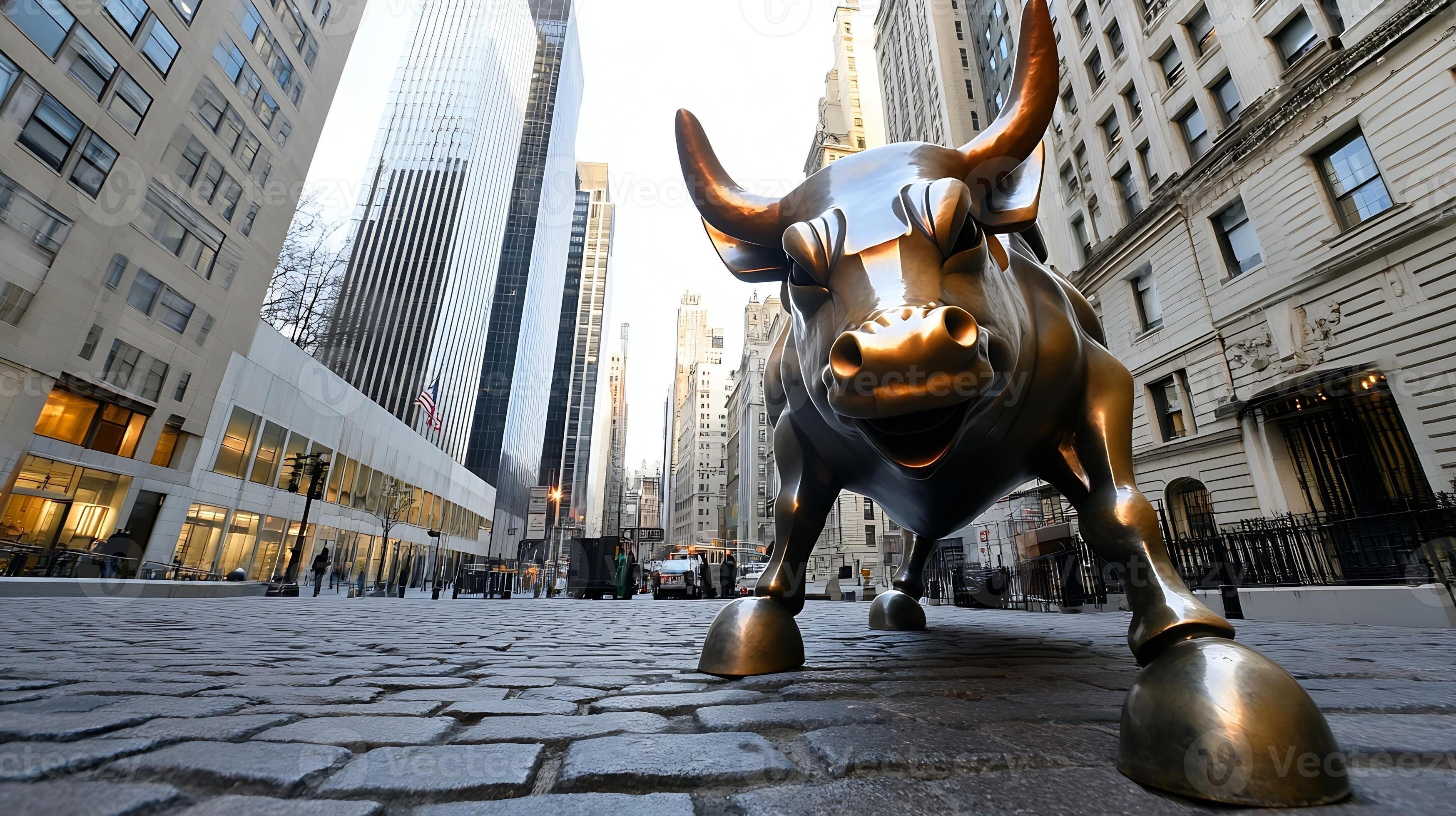 Wall Street bull in downtown New York representing SDEV stock momentum after a reported Grandmaster-Obi alert