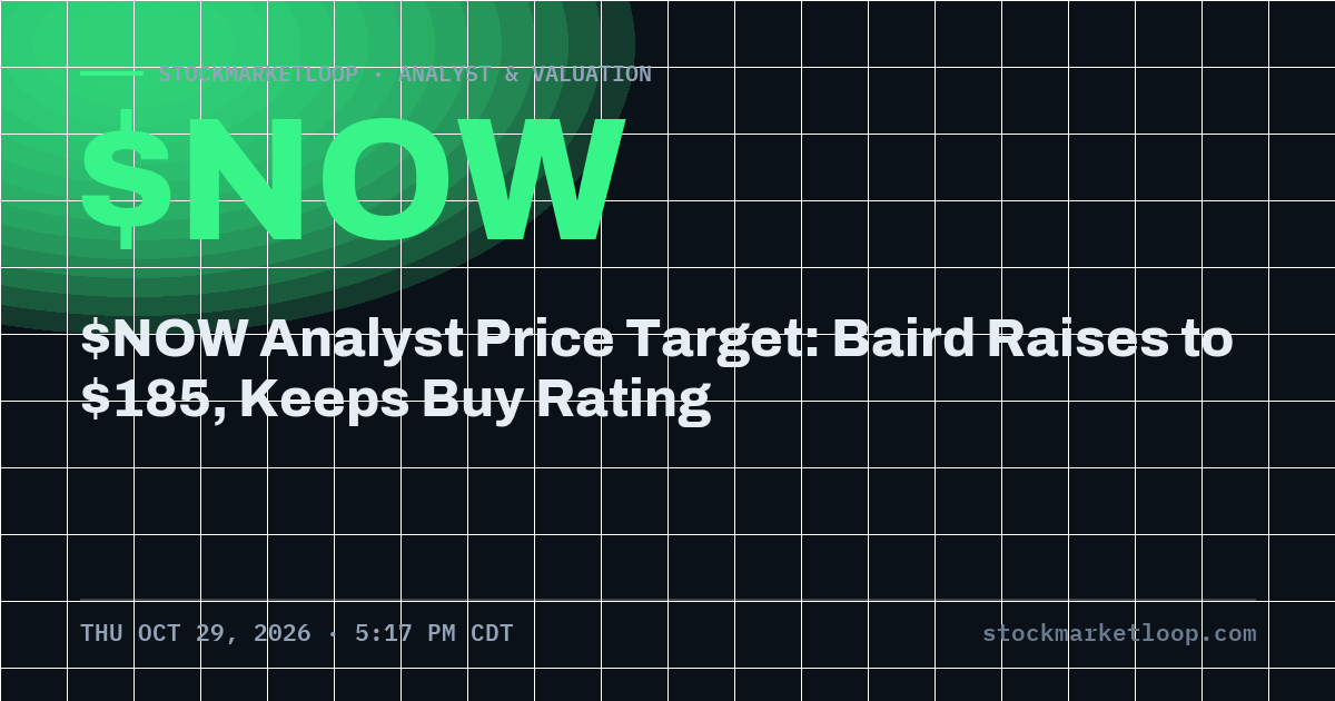 $NOW Analyst Price Target: Baird Raises to $185, Keeps Buy Rating, StockMarketLoop share card