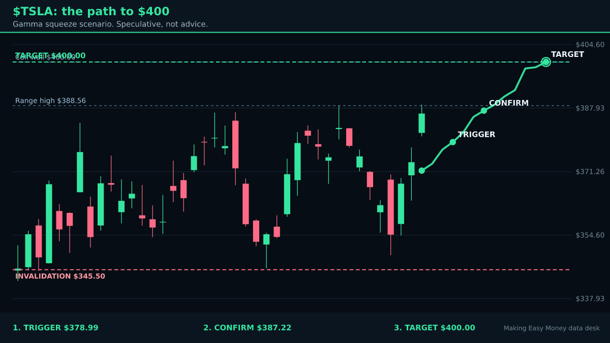 The Options Book in $TSLA Is Doing Something the Chart Isn't Showing
